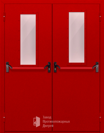 Фото двери «Двупольная с стеклом и антипаникой (красная)» в Ступино