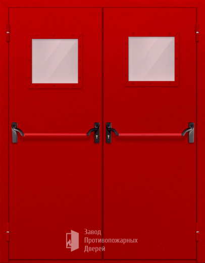 Фото двери «Двупольная со стеклопакетом и антипаникой (красная)» в Ступино