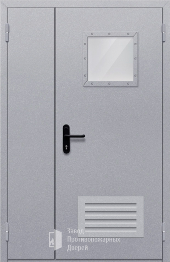 Фото двери «Полуторная со стеклопакетом и решеткой» в Ступино