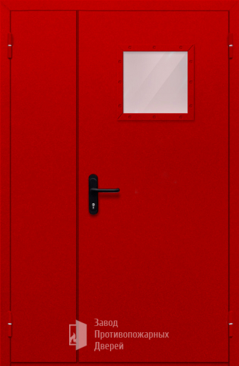 Фото двери «Полуторная со стеклопакетом (красная)» в Ступино