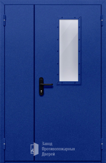 Фото двери «Полуторная со стеклом (синяя)» в Ступино