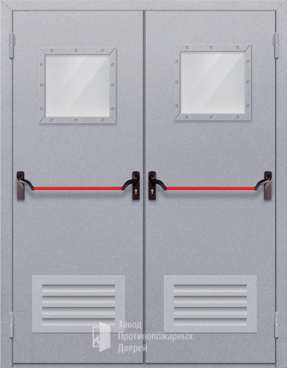 Фото двери «Двупольная со стеклопакетом и решеткой (антипаника)» в Ступино