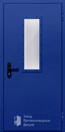 Фото двери «Однопольная со стеклом (синяя)» в Ступино