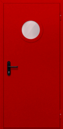 Фото двери «Однопольная с круглым стеклом (красная)» в Ступино