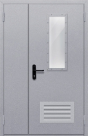Фото двери «Полуторная со стеклом и  решеткой» в Ступино