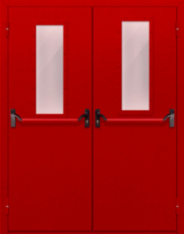 Фото двери «Двупольная с стеклом и антипаникой (красная)» в Ступино