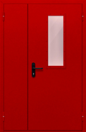 Фото двери «Полуторная со стеклом (красная)» в Ступино