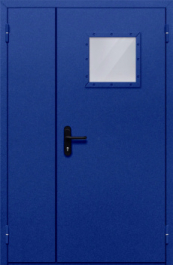 Фото двери «Полуторная со стеклопакетом (синяя)» в Ступино
